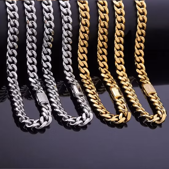 Stainless Steel Gold Plated Cuban Chain Link Bracelet Chain Knotted Bracelet